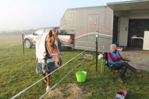 Lyn and Mertz kick back before the ride.